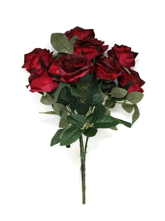 10 Head Rose Bush x 44cm - Burgundy